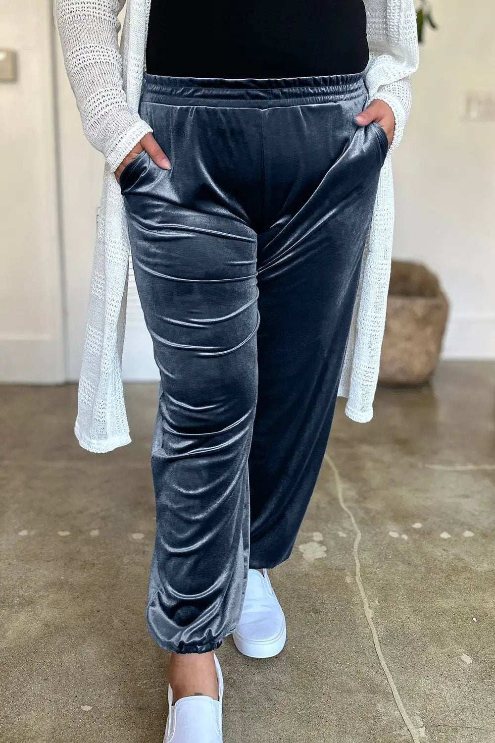 Pocketed Elastic Waist Joggers - Trendsi - Flyclothing LLC