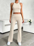 Ribbed Round Neck Tank and Pants Set - Trendsi - Flyclothing LLC