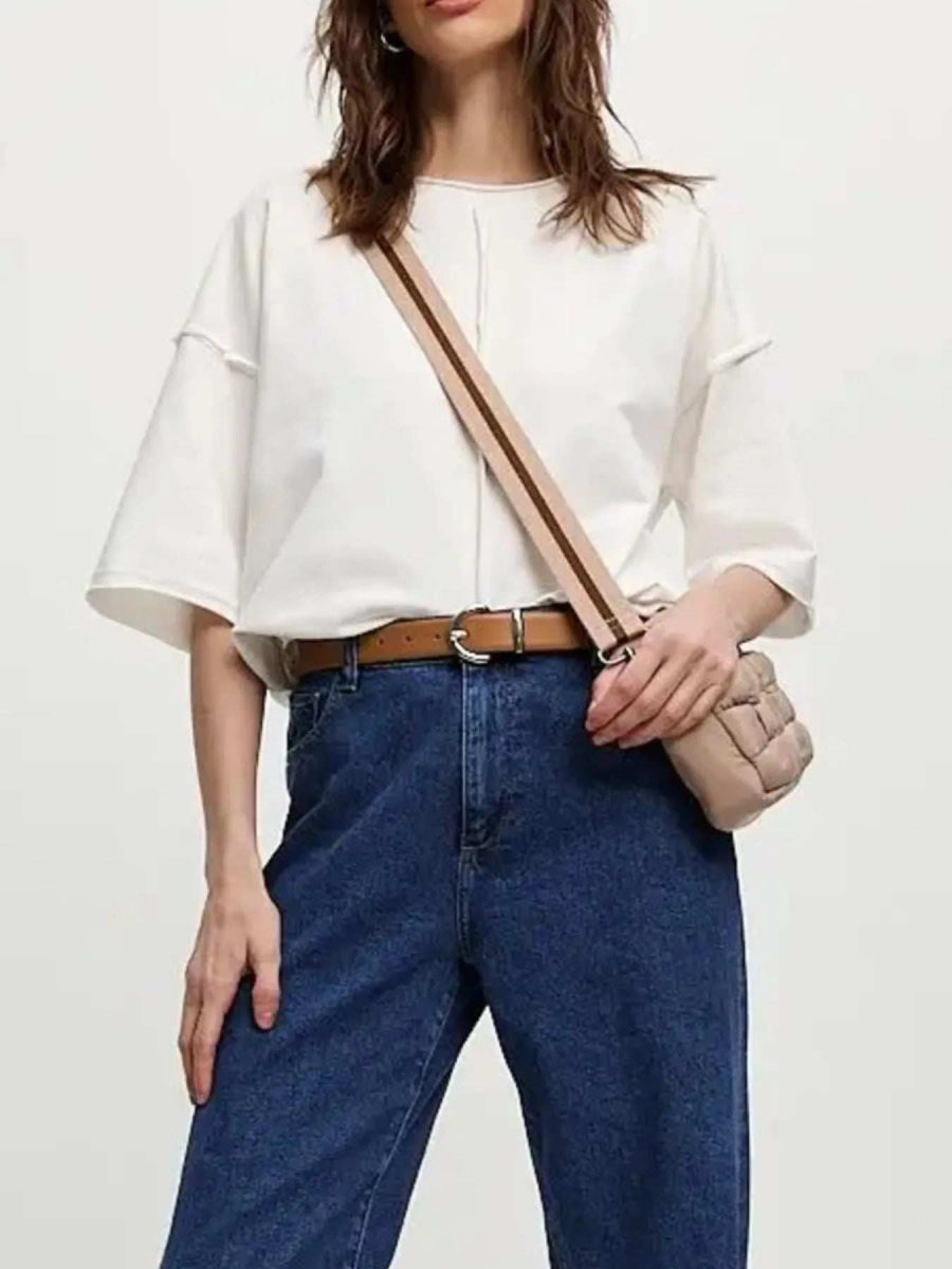 Round Neck Half Sleeve T-Shirt - Trendsi - Flyclothing LLC