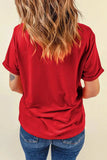 Sequin Christmas Tree Round Neck Short Sleeve T-Shirt - Trendsi - Flyclothing LLC