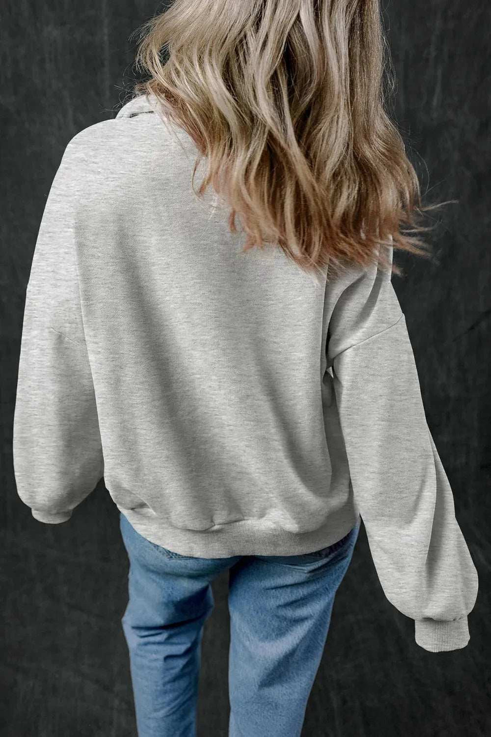 Half Zip Long Sleeve Sweatshirt - Trendsi - Flyclothing LLC