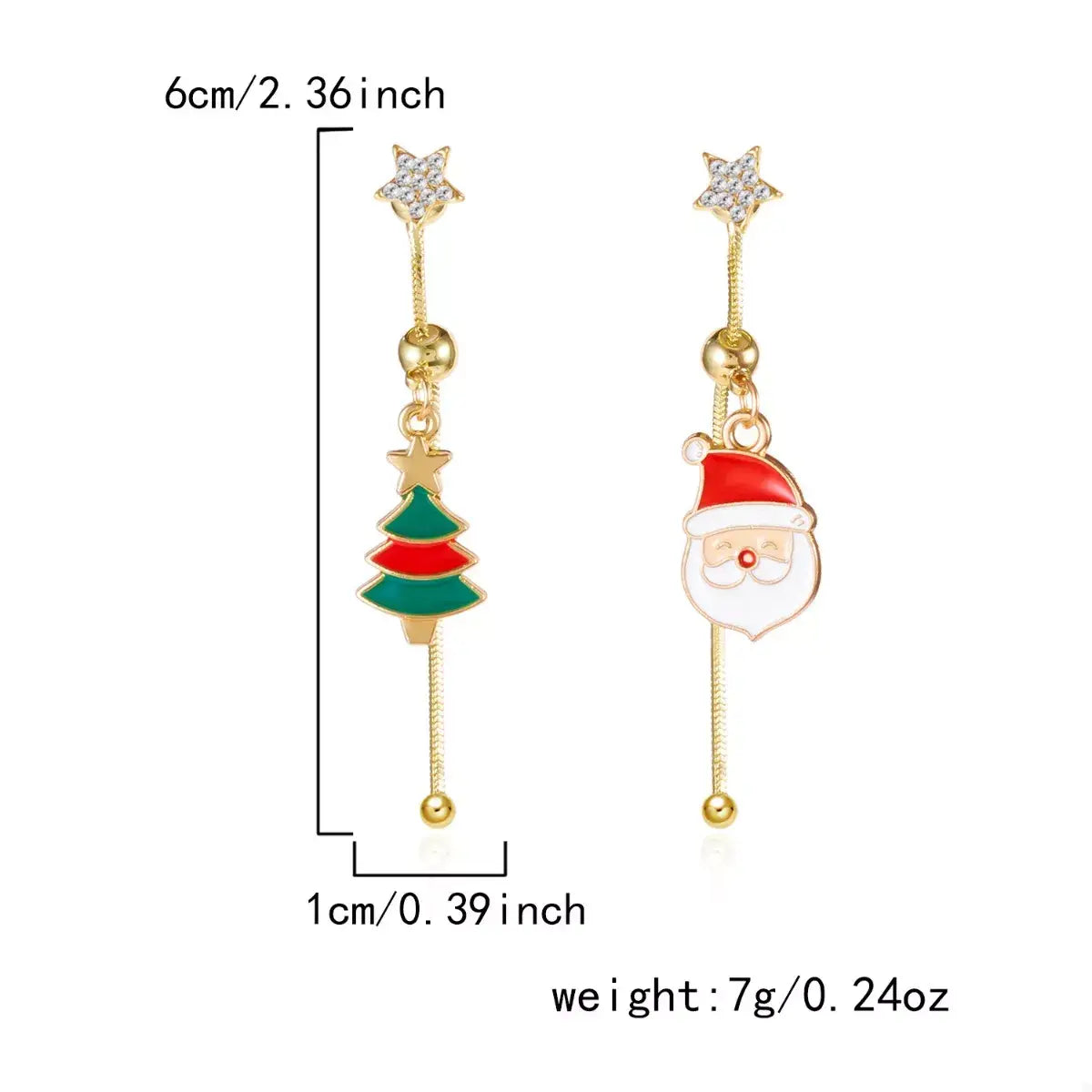 Christmas Santa Asymmetrical Drop Earrings - Trendsi - Flyclothing LLC