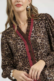 Umgee Ruffle Trim Leopard Print Shirt - Trendsi - Flyclothing LLC