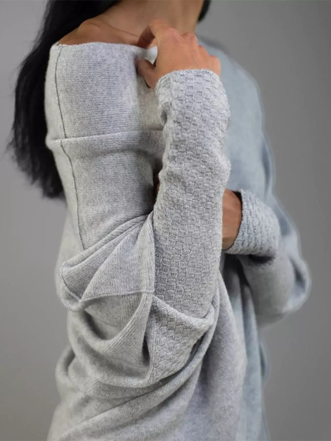 Boat Neck Long Sleeve Sweater - Trendsi - Flyclothing LLC