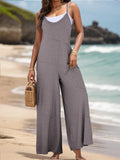 V-Neck Spaghetti Strap Wide Leg Jumpsuit - Trendsi