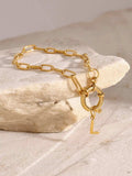 18K Gold-Plated Stainless Steel Letter L Bracelet - Trendsi - Flyclothing LLC