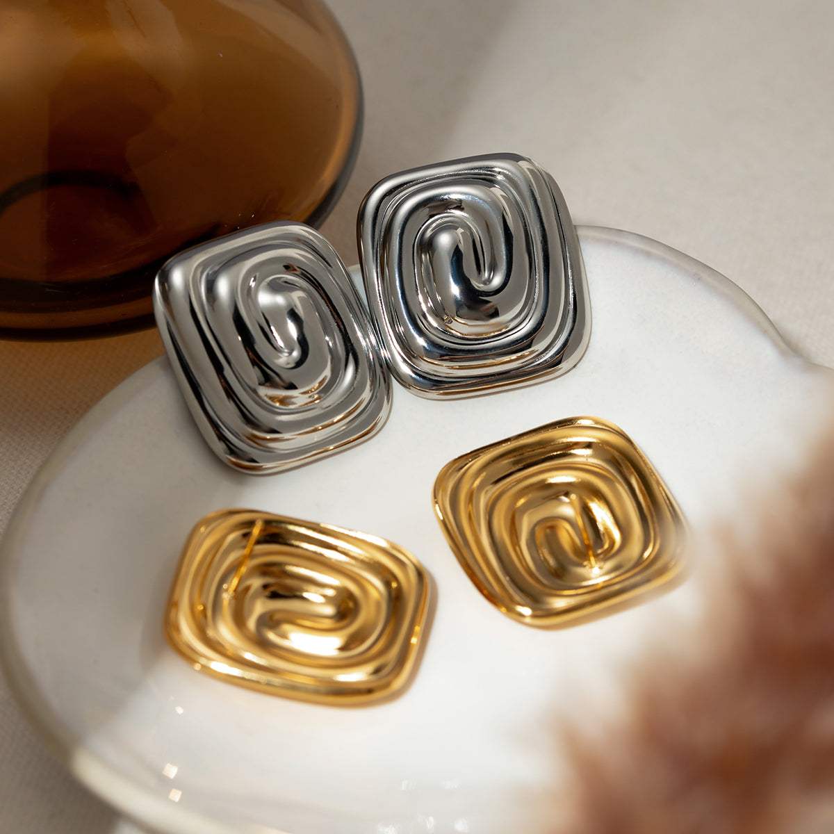 Stainless Steel Stud Earrings - Trendsi - Flyclothing LLC