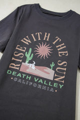 RISE WITH THE SUN Graphic Round Neck Short Sleeve T-Shirt - Trendsi - Flyclothing LLC