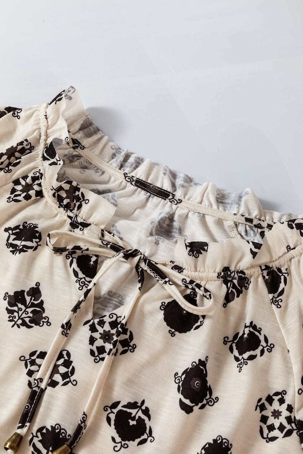 Printed Tie Neck Long Sleeve Blouse - Trendsi - Flyclothing LLC