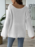 Heart Boat Neck Dropped Shoulder Sweater - Trendsi - Flyclothing LLC