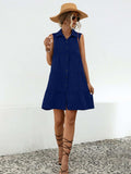Button Up Sleeveless Mini Dress - Trendsi - Flyclothing LLC