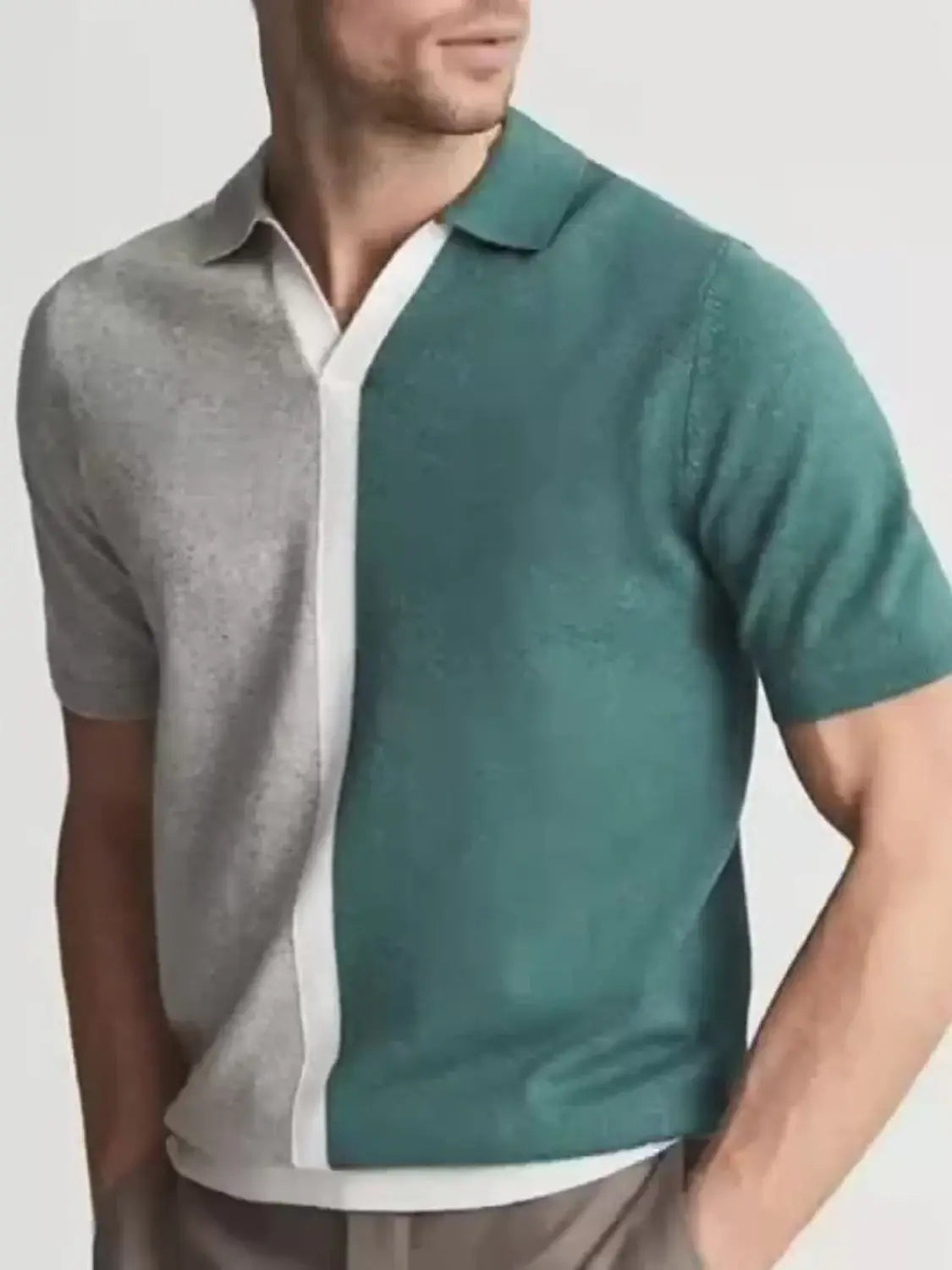 Men's Plus Size Color Block Short Sleeve Polo - Trendsi - Flyclothing LLC
