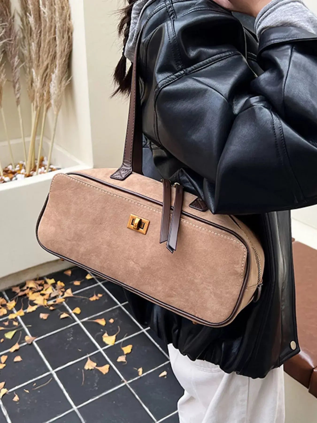 Suede Leather Shoulder Bag - Trendsi - Flyclothing LLC