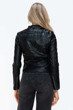 Snobbish Faux Leather Zip Up Drawstring Hooded Jacket - Trendsi - Flyclothing LLC