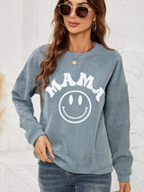 Round Neck Long Sleeve MAMA Graphic Sweatshirt - Trendsi - Flyclothing LLC