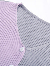Contrast Button Up Long Sleeve Cardigan - Trendsi - Flyclothing LLC
