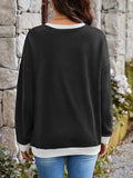 Contrast Round Neck Long Sleeve Sweatshirt - Trendsi - Flyclothing LLC