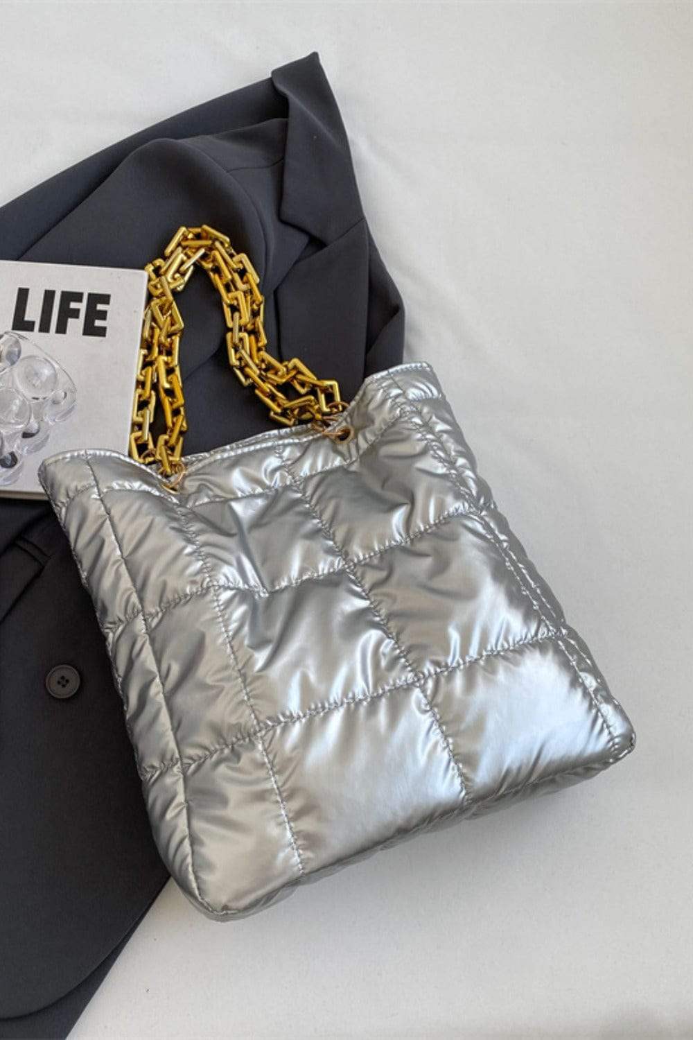 Bubble Texture Chain Handbag - Trendsi - Flyclothing LLC