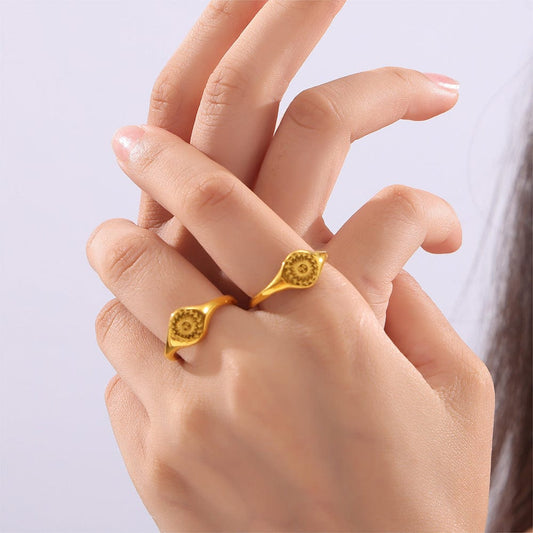 18K Gold-Plated Sun Ring - Trendsi