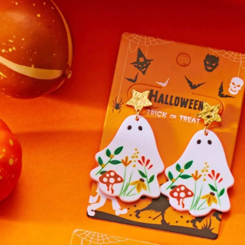 Whimsical Ghost Earrings with Floral Design - Trendsi - Flyclothing LLC