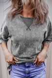 Mineral Wash Drop Shoulder Round Neck T-Shirt - Trendsi