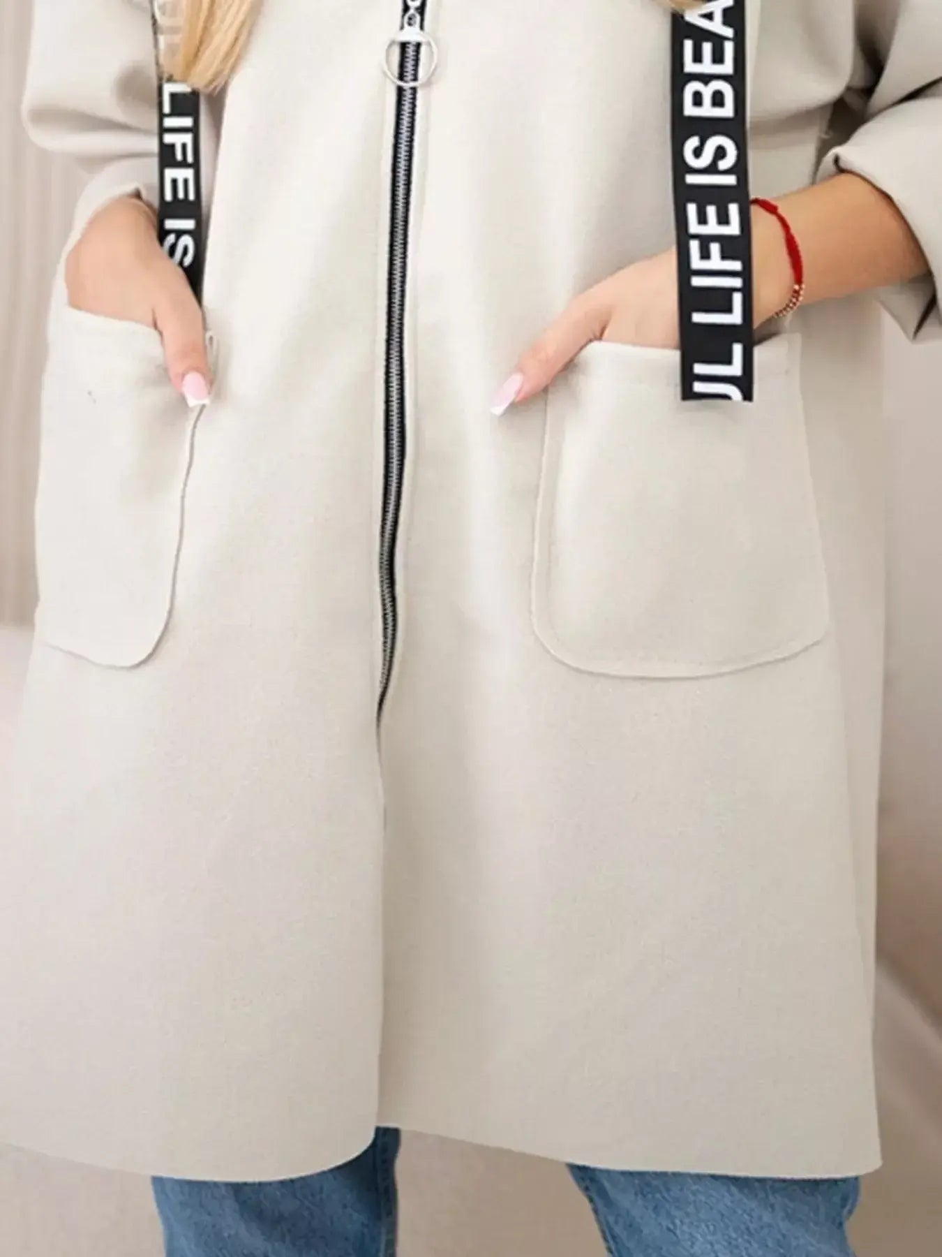 Full Size Hooded Zip-Up Longline Outerwear Plus Size - Trendsi - Flyclothing LLC