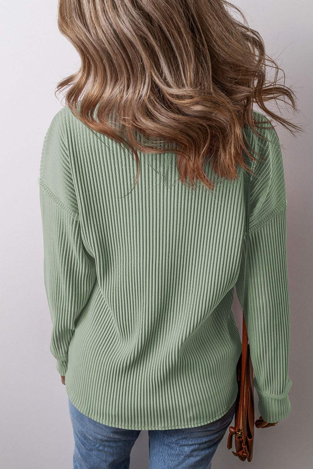Pocketed Round Neck Long Sleeve Top - Trendsi - Flyclothing LLC