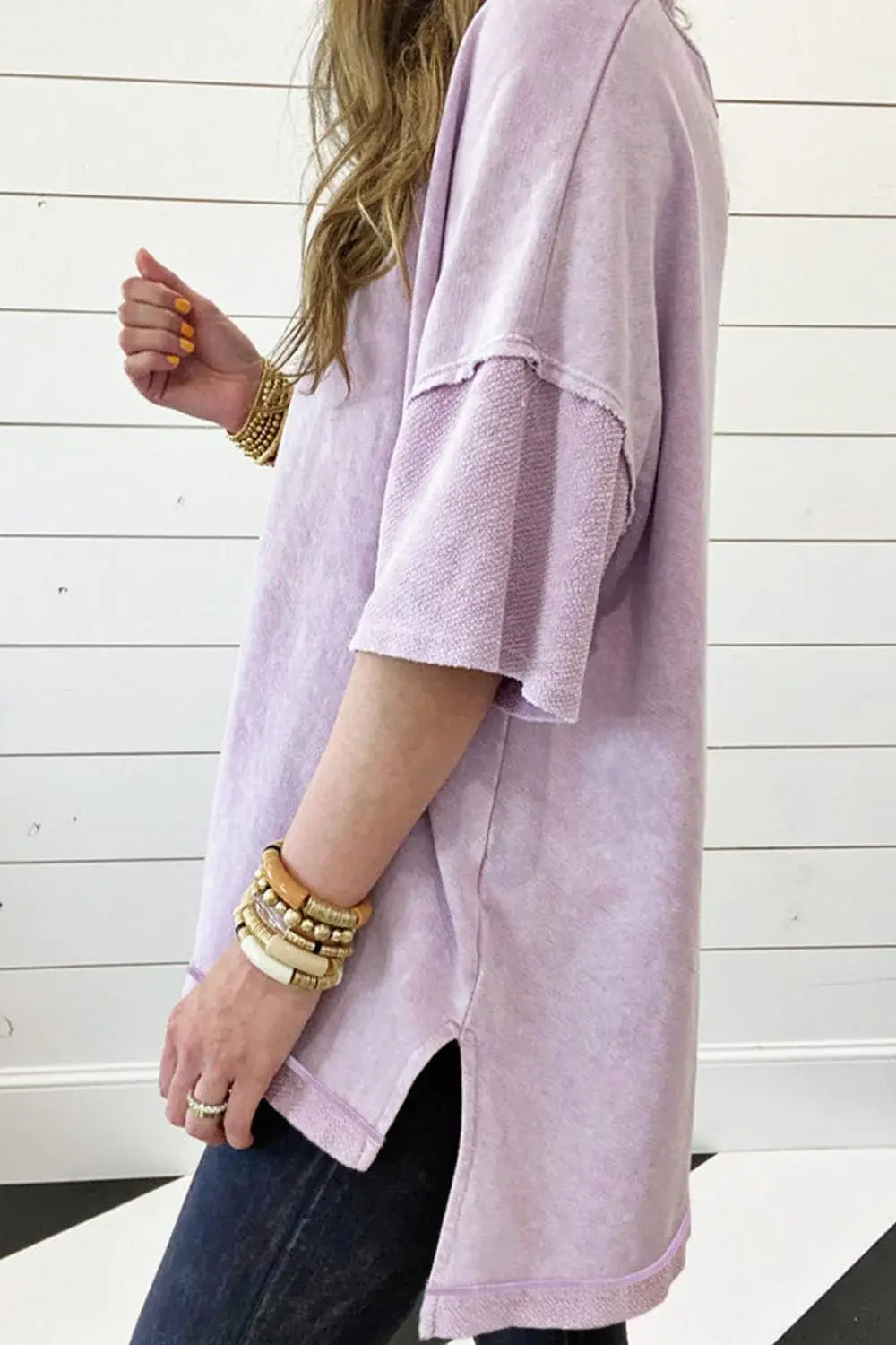 Mineral Wash Drop Shoulder Round Neck T-Shirt - Trendsi - Flyclothing LLC