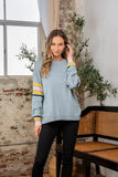 Sew In Love Full Size Contrast Stripes Long Sleeve Sweater - Trendsi