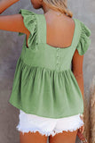 Full Size Ruffled Square Neck Cap Sleeve Blouse - Trendsi - Flyclothing LLC