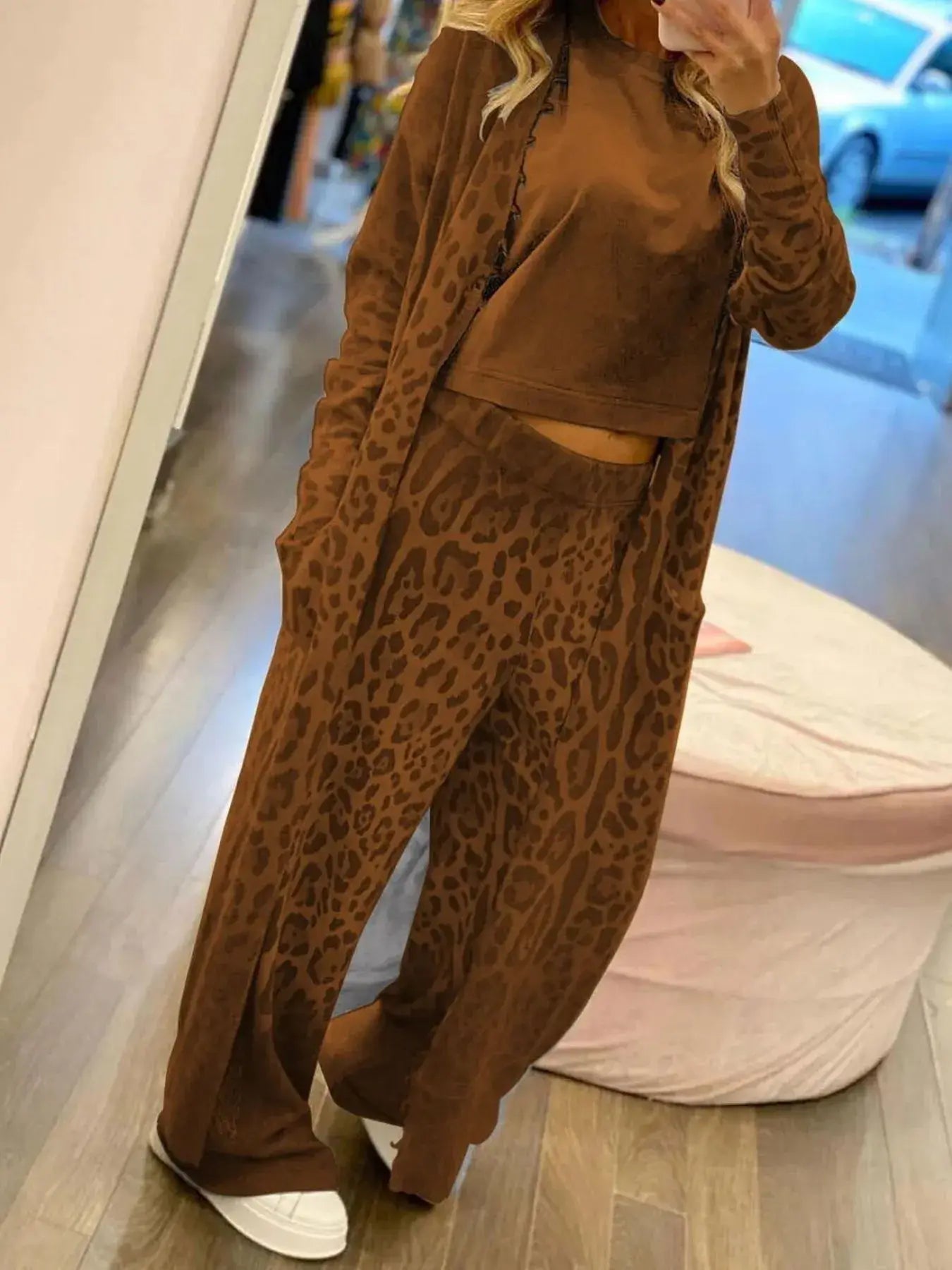 Long Sleeve Longline Outerwear and Pants Set - Trendsi - Flyclothing LLC