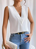 V-Neck Pleated Sleeveless Cami Tank Top - Trendsi