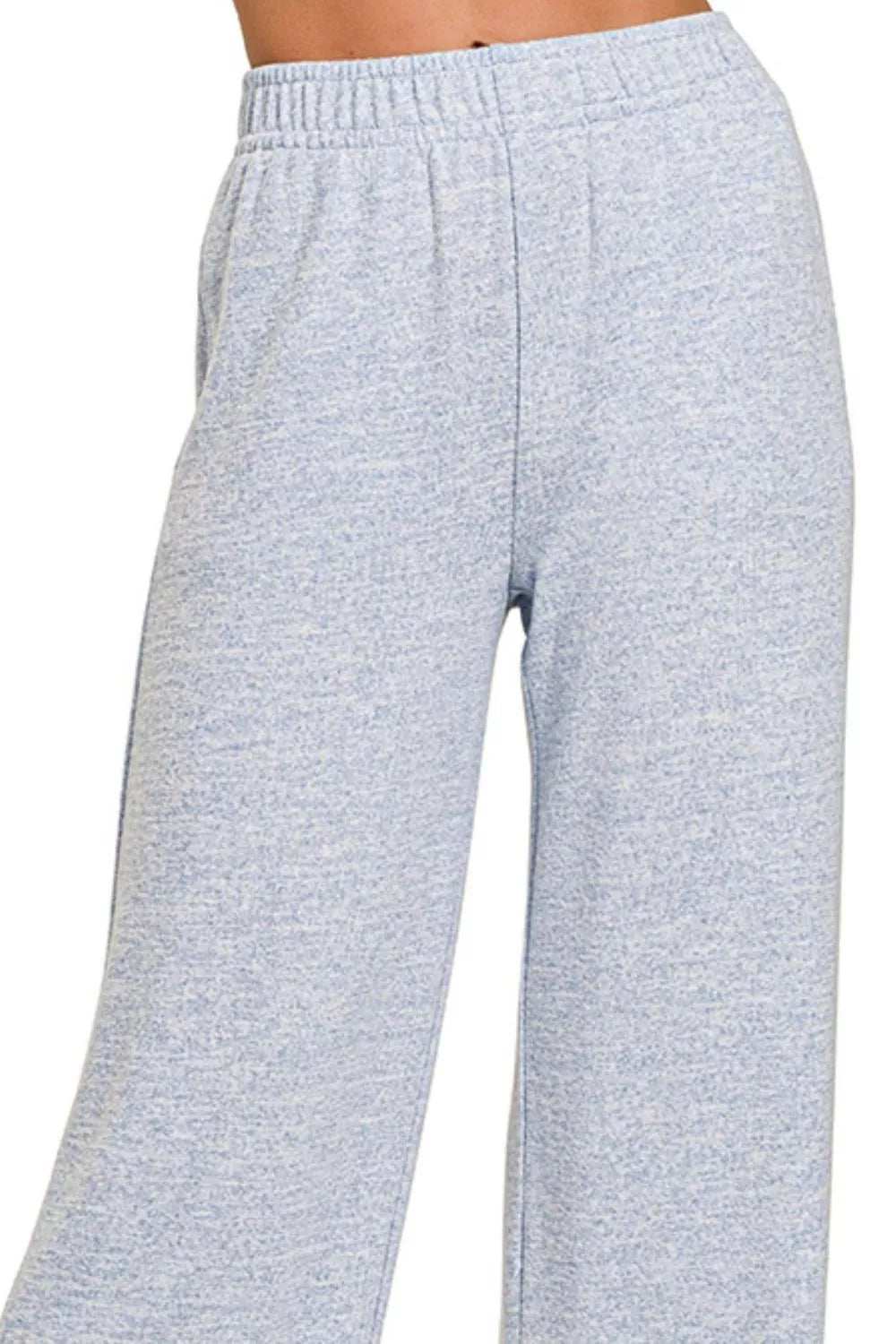 Zenana Soft Melange Hacci Elastic Waistband Lounge Pants - Trendsi - Flyclothing LLC