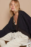 POL V-Cutout Rib Band Long Sleeve Sweatshirt - Trendsi
