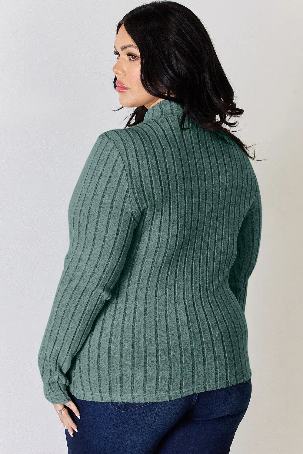 Basic Bae Full Size Ribbed Mock Neck Long Sleeve T-Shirt - ShopBasicbae - Flyclothing LLC