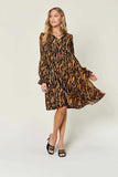 Double Take Full Size Printed Ruffle Hem Long Sleeve Dress - Trendsi - Flyclothing LLC