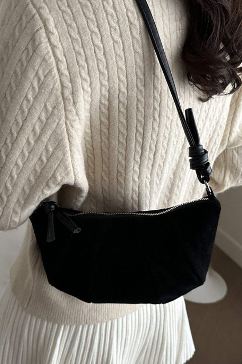 Suede Croissant Shape Shoulder Bag - Trendsi - Flyclothing LLC