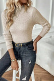 Mock Neck Long Sleeve Sweater - Trendsi - Flyclothing LLC