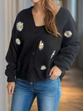 Daisy Button Up V-Neck Cardigan - Trendsi - Flyclothing LLC