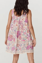 Multicolour Floral Tie Neck Sleeveless Mini Dress - Trendsi - Flyclothing LLC
