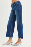 RISEN Tummy Control 4 Way Stretch High Rise Crop Wide Leg Jeans - Trendsi - Flyclothing LLC