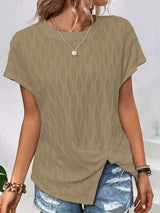 Full Size Round Neck Short Sleeve T-Shirt - Trendsi - Flyclothing LLC