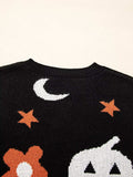 Halloween Gothic Pattern Long Sleeve Sweater - Trendsi - Flyclothing LLC