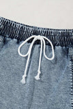 Drawstring High Waist Pocketed Denim Shorts - Trendsi - Flyclothing LLC
