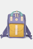 Himawari Contrast Waterproof Canvas Backpack Bag with Round Label - Trendsi