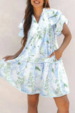 Floral Contrast Edge Layered Short Sleeve Mini Dress - Trendsi - Flyclothing LLC
