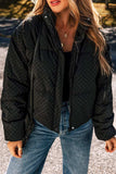 Checkered Turtleneck Zip Up Long Sleeve Winter Coat - Trendsi - Flyclothing LLC