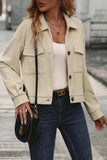 Pocketed Collared Neck Button Up Jacket - Trendsi - Flyclothing LLC