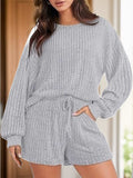 Round Neck Dropped Shoulder Top and Shorts Set - Trendsi - Flyclothing LLC