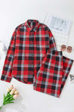 Plaid Long Sleeve Top and Pants Lounge Set - Trendsi - Flyclothing LLC